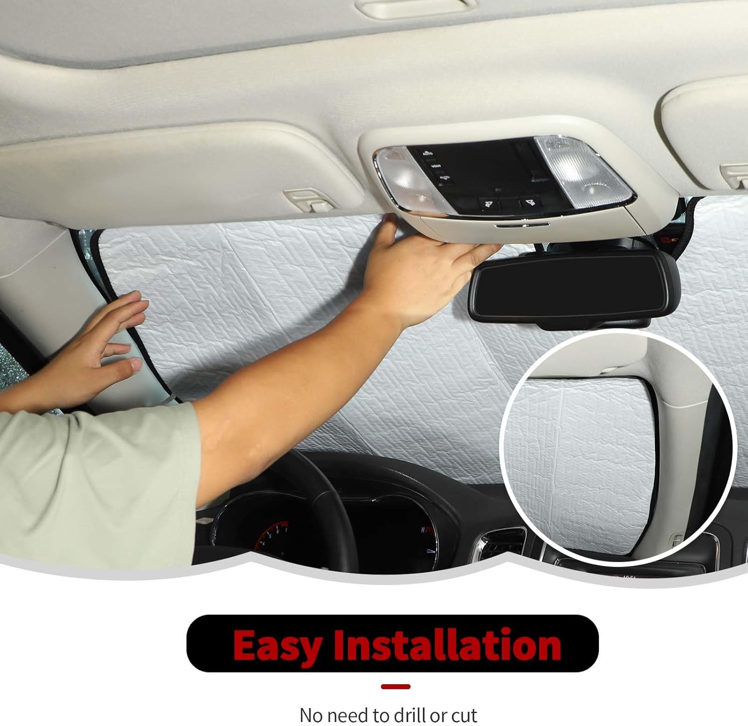 RT-TCZ Windshield Sunshade Sun Shade Heat Shield Window Sun Visor Mat for Dodge Durango 2011-2024,Silver
