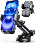 3-in-1 Car Phone Holder [122+LBS Strongest Suction & Stable Clamp Arm] 360° Adjustable Car Phone Mount, Cell Phone Holders for Your Car for Dashboard Vent, All Smartphones & Car Models (Black)