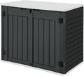 GOOBED Horizontal Shed with Padlock Latch, Outdoor Storage Shed for Backyard and Garden, 35 Cu Ft Small Storage, Waterproof, Easy Assembly, Dark Gray