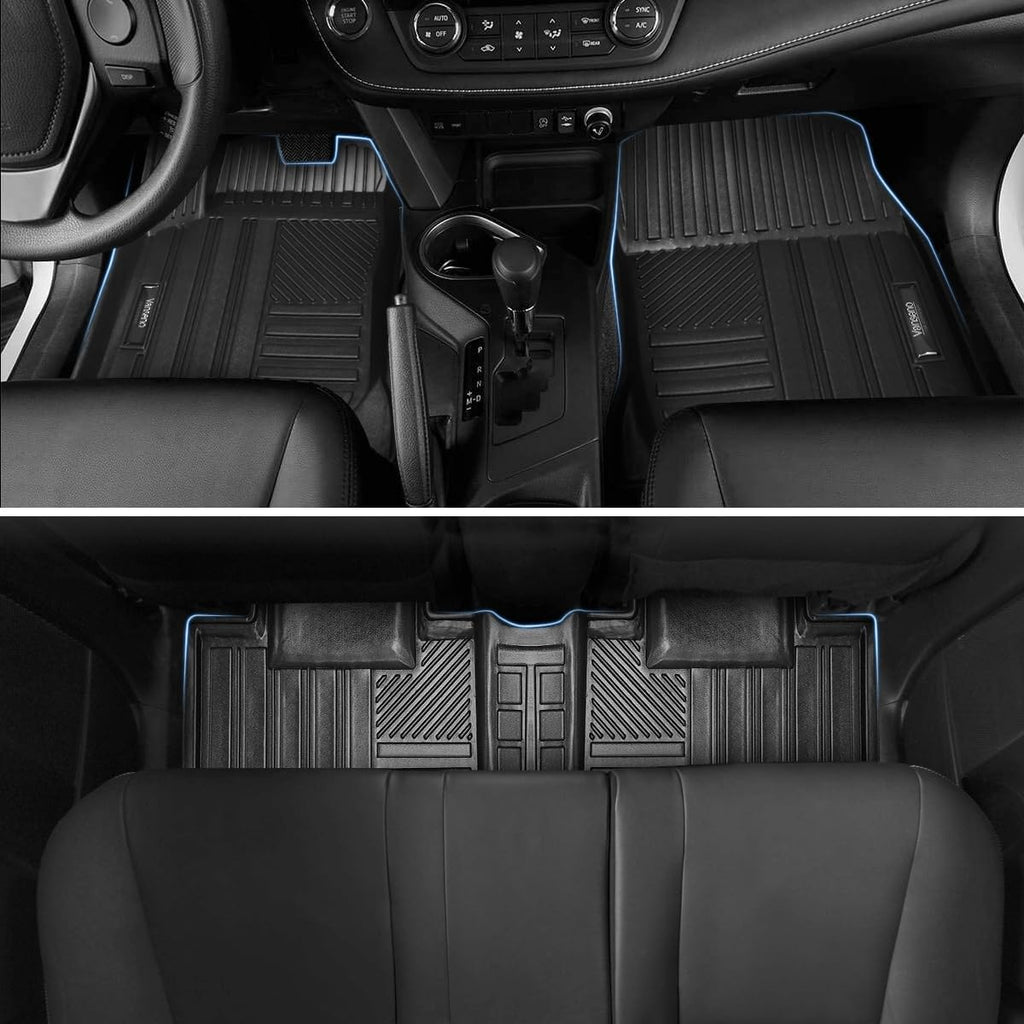 Vanseno Floor mats & CargoTrunk Liners and Backrest Mat Full Set Compatible for Toyota Rav4 2013 2014 2015 2016 2017 2018 All-Weather Rubber Mat Protector Black (13-18RAV4 Full Set)