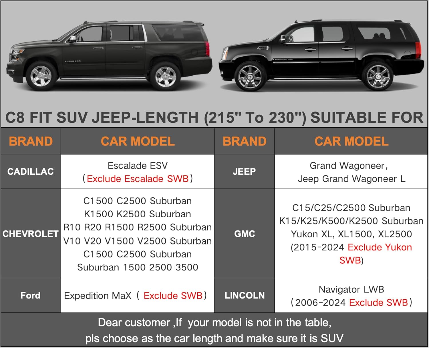 Kayme Large SUV Car Cover Waterproof All Weather, Outdoor Full Size SUV Cover Rain Sun UV Protection, Universal Fit Chevrolet Chevy Suburban, GMC Yukon XL, Ford Expedition Max (215-230 inch)