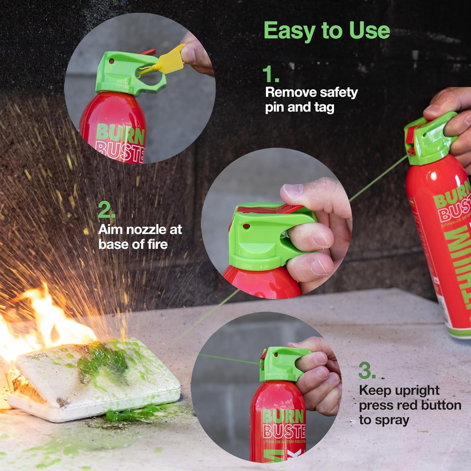 Lithium-Ion Fire Extinguishing Gel 6-Pack - Battery Fire Suppression Gel for Electronics, Stops Thermal Runaway, Non-Toxic, Eco-Friendly, 14oz Canister, Made in USA