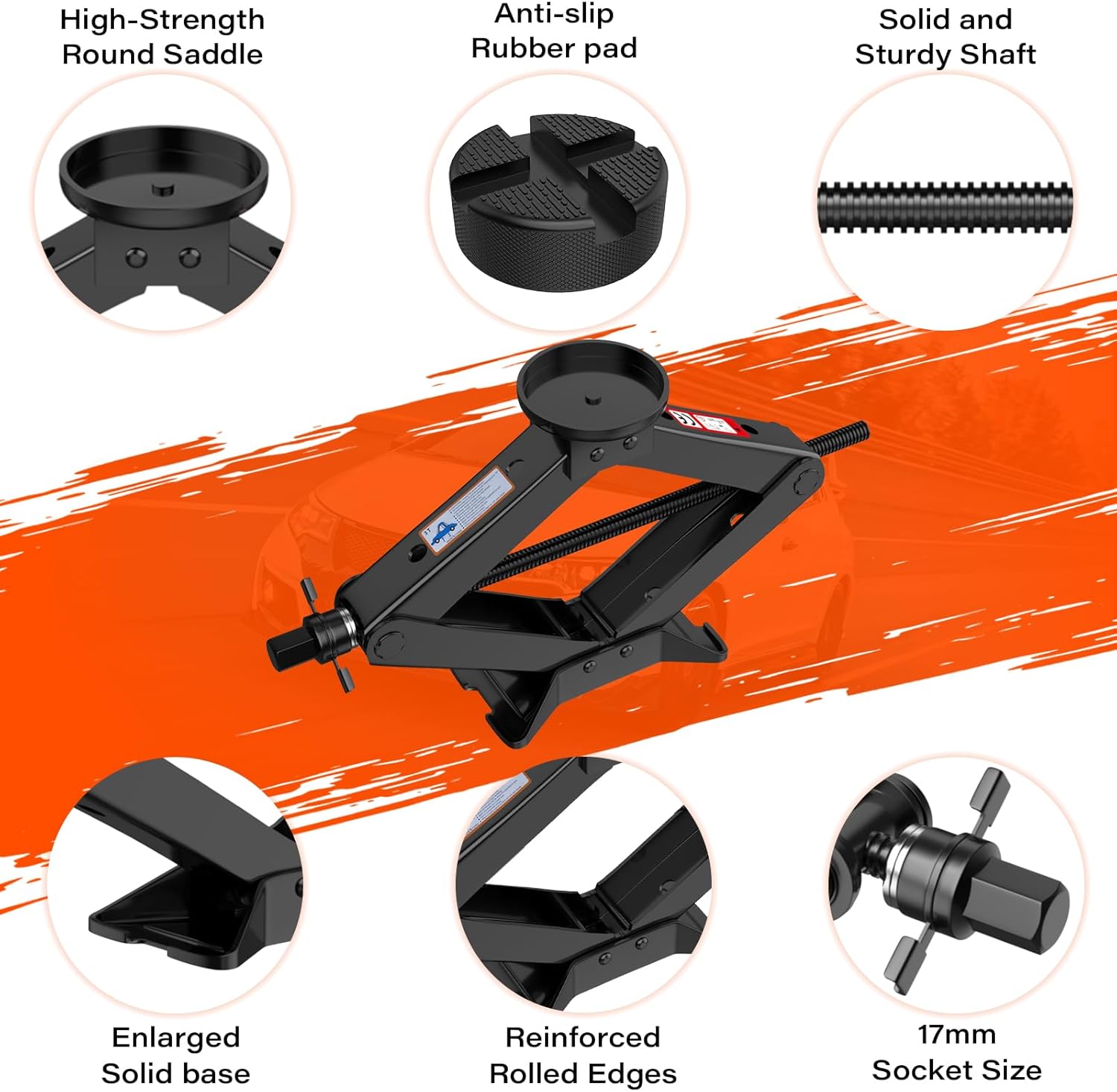 Scissor Jack 3 Ton, 4.1"-18.3" Lifting Car Jack, Heavy Duty Car Jack Kit, Portable Tire Changing kit with Lug Wrench, Tire Jack Tool for Car SUV MPV