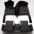 Custom Personalized Floor Mats for Cars，Luxury Full Coverage All Car Floor Mats，Anti-Slip Leather Car Mat Set ，Custom Floor Mats for 99% of Cars, Trucks & SUVs. (Black Dual Color and red)