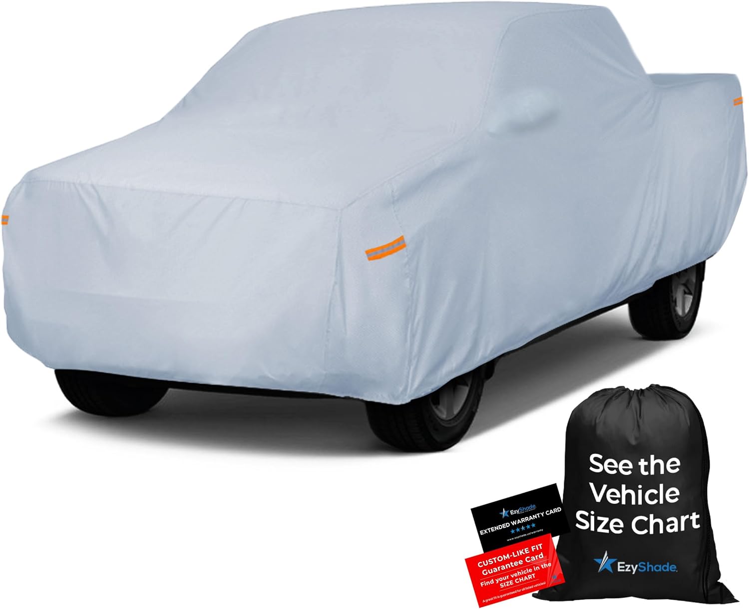 EzyShade 10-Layer Truck Cover Waterproof All Weather. See Vehicle Size-Chart for Accurate Fit. Full Outdoor Pickup Truck Covers for Silverado F150 RAM 1500. Sun Wind Rain. Size T4 (See SizeChart)