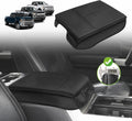 Muslogy Center Console Armrest Cover Compatible with Ford F250 F350 F450 2017-2022 Super Duty Comfort Armrest Pad Arm Rest Cushion Vegan Leather Protector 1-Inch Extra Thick(Bucket Seat ONLY)