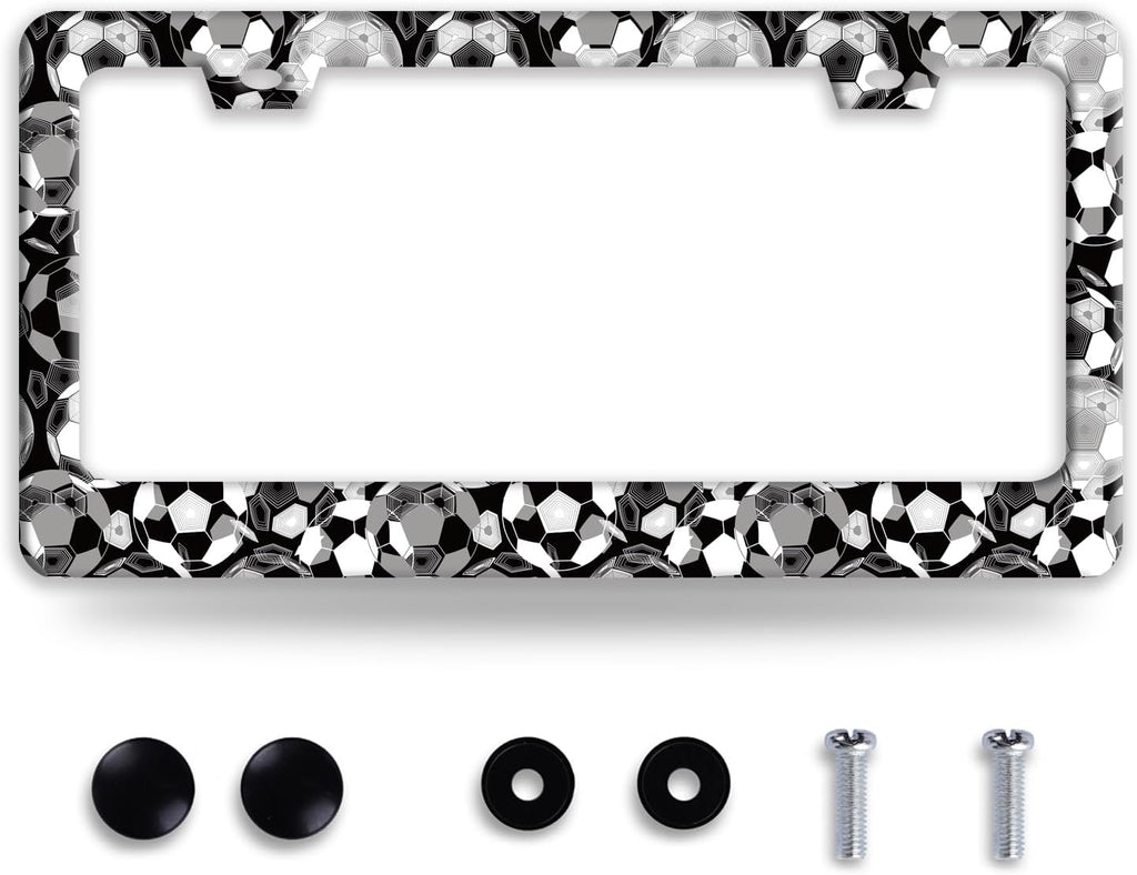 Personalise Soccer Ball Pattern License Plate Frame Funny License Plate Auto Accessories License Plate Holder 6x12 Inch