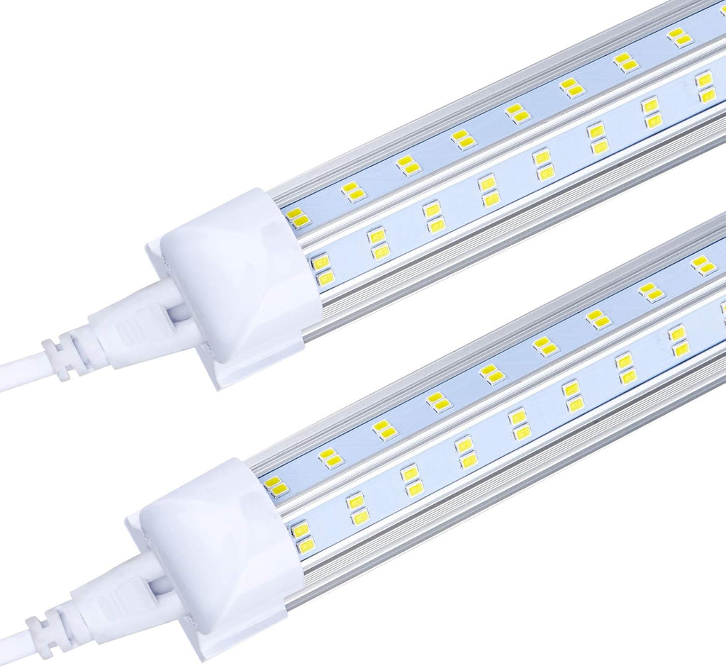 4FT LED Shop Light Fixture, 60W 6500lm 5000K(Super Bright White) Clear, T8 Integrated LED Tube Light Fixtures,V Shape, High Output, with On/Off Switch,Plug and Play,25PCS