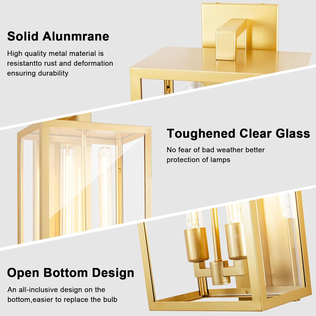 Outdoor Wall Sconce, 21" Large Gold Wall Mount Lamp, Outside Lights Front Porch Light, Waterproof Modern Porch Lighting Exterior Lamp for Front Door, Entryway (Bulbs Included)