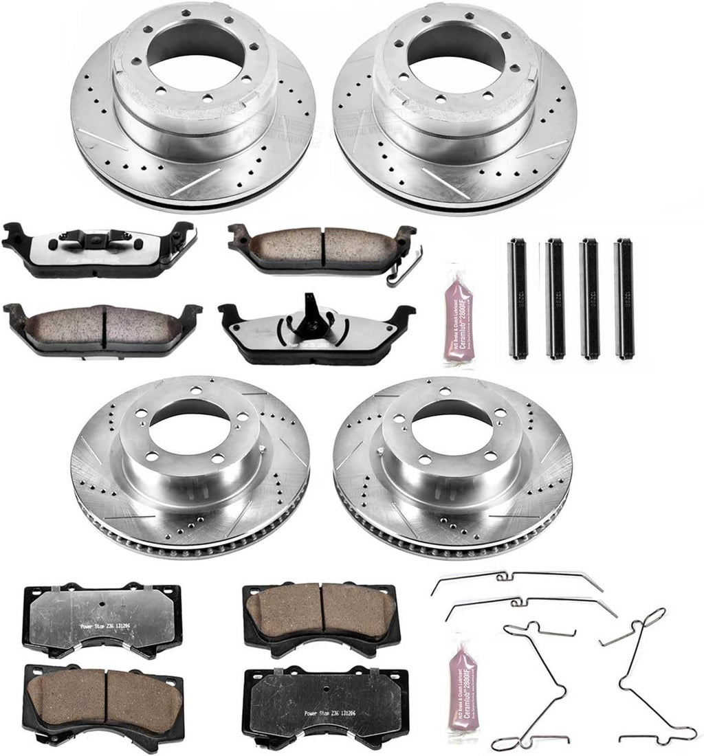 Power Stop Front and Rear Brake Kit For 2008 2009 2010 2011 Lexus LX570 2013 2014 2015 Lexus LX570 - Truck & Tow Carbon Fiber Ceramic Brake Pads & Drilled and Slotted Rotors Replacement, K4117-36