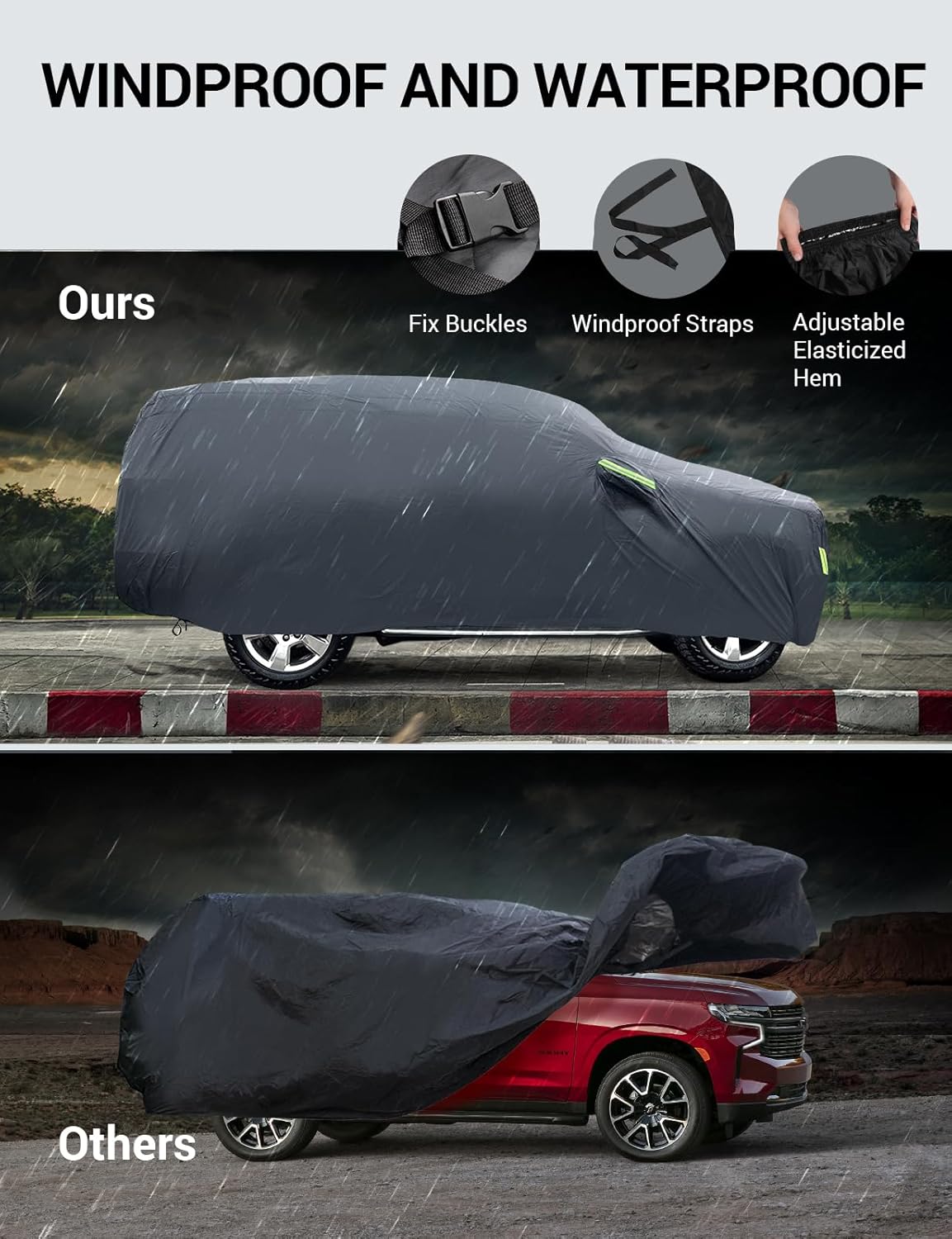Proadsy 6 Layers SUV Car Cover Custom Fit for Chevrolet Chevy Traverse 2009-2024 2025 LT/LS/RS/Premier/High Country Windproof All Weather Waterproof Sun Rain UV Dust Snow Protection Outdoor Covers