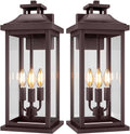 20" Oil Rubbed Bronze Outside Lighting for House 3-Light, 2 Pack Brown Large Vintage Outdoor Sconce Lights Porch Patio Lights Wall Mount, Waterproof Exterior Carriage Lamps, E12