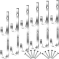 6 Pieces Pool Pole Hook Hanger Swimming Metal Brackets Pool Hook with 12 Pieces Screws for Telescopic Poles, Skimmers, Leaf Rakes, Net, Brush, Vacuum Hose, Garden and Pool Accessories (Silver)