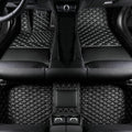 Custom Colors Car Floor Mats Black Pink for 99.9% Sedan SUV Sports， All-Weather Liners Car Floor mat，Luxury Leather Automotive Floor Mats (Black White,3D Floor Mats)