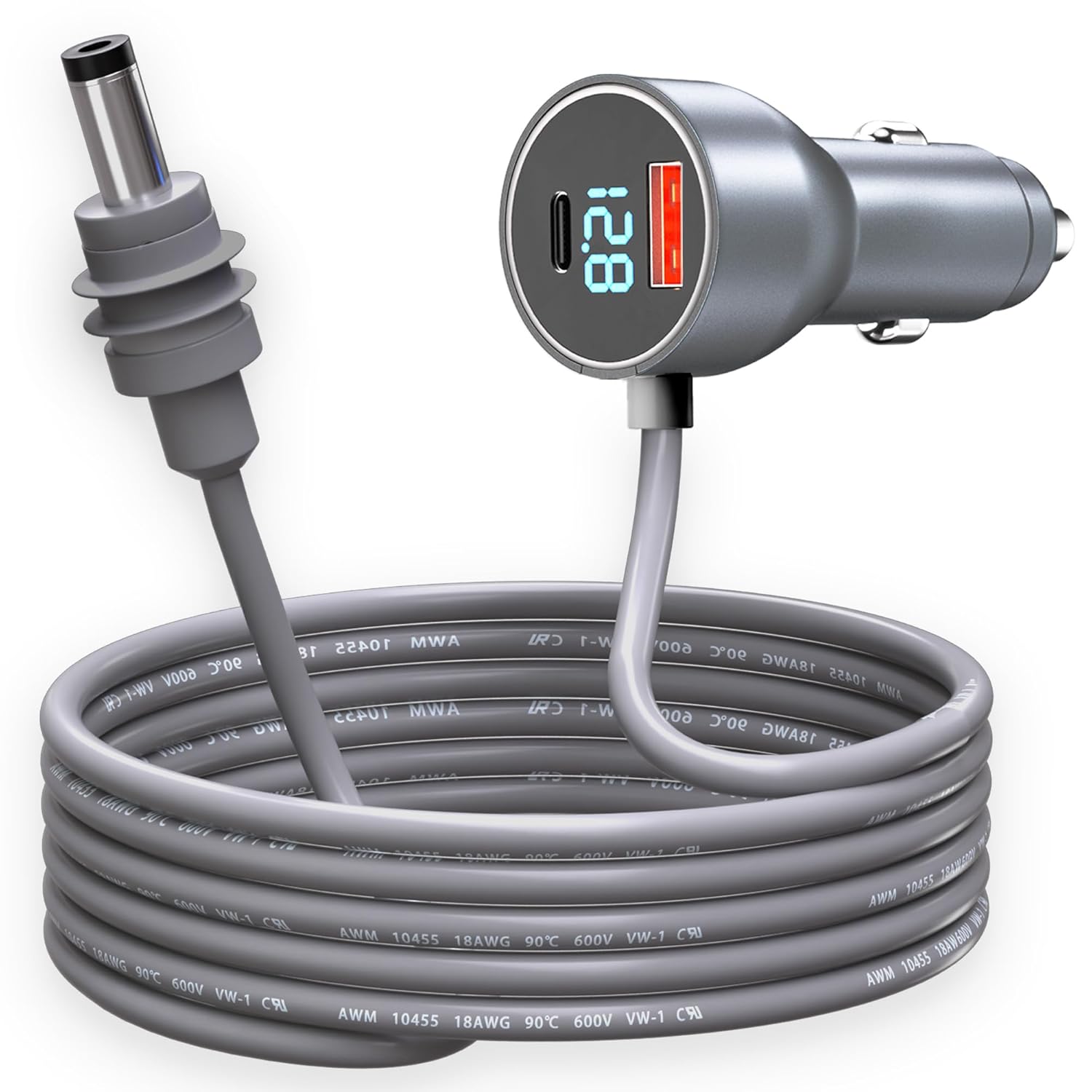 Starlink Mini 12v Power Cord，10FT/3M Starlink Mini Power Cord with car Charger，Cigarette Lighter displays Voltage，Suitable for DC12-24V Trucks, Buses, Boats, Waterproof DC Plugs