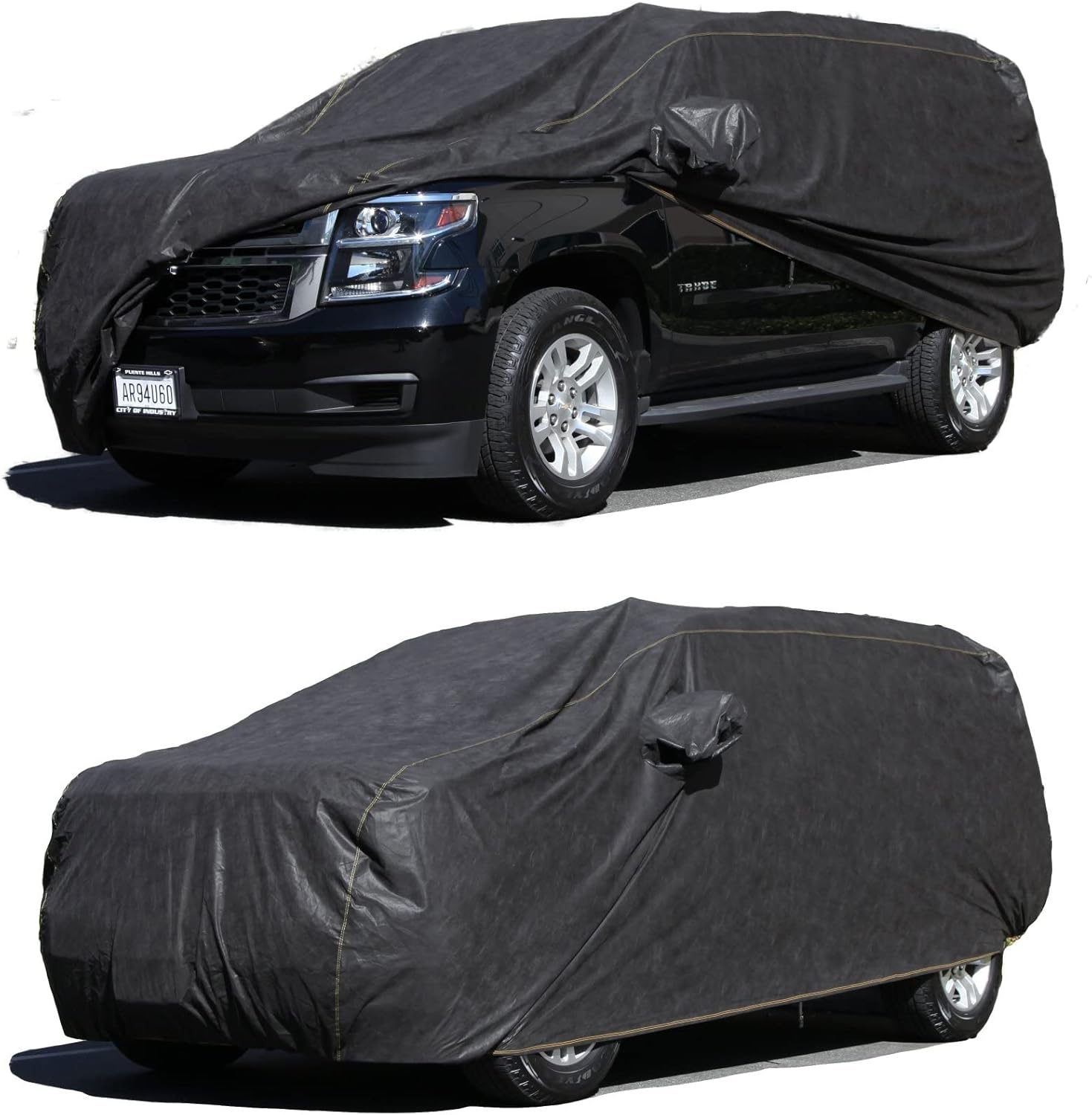 All Weather Waterproof car Cover Good for rain Snow uv Protection dust Large Size SUV QX80 Sedona MKT Traverse Enclave Durango LX570 Armada Black