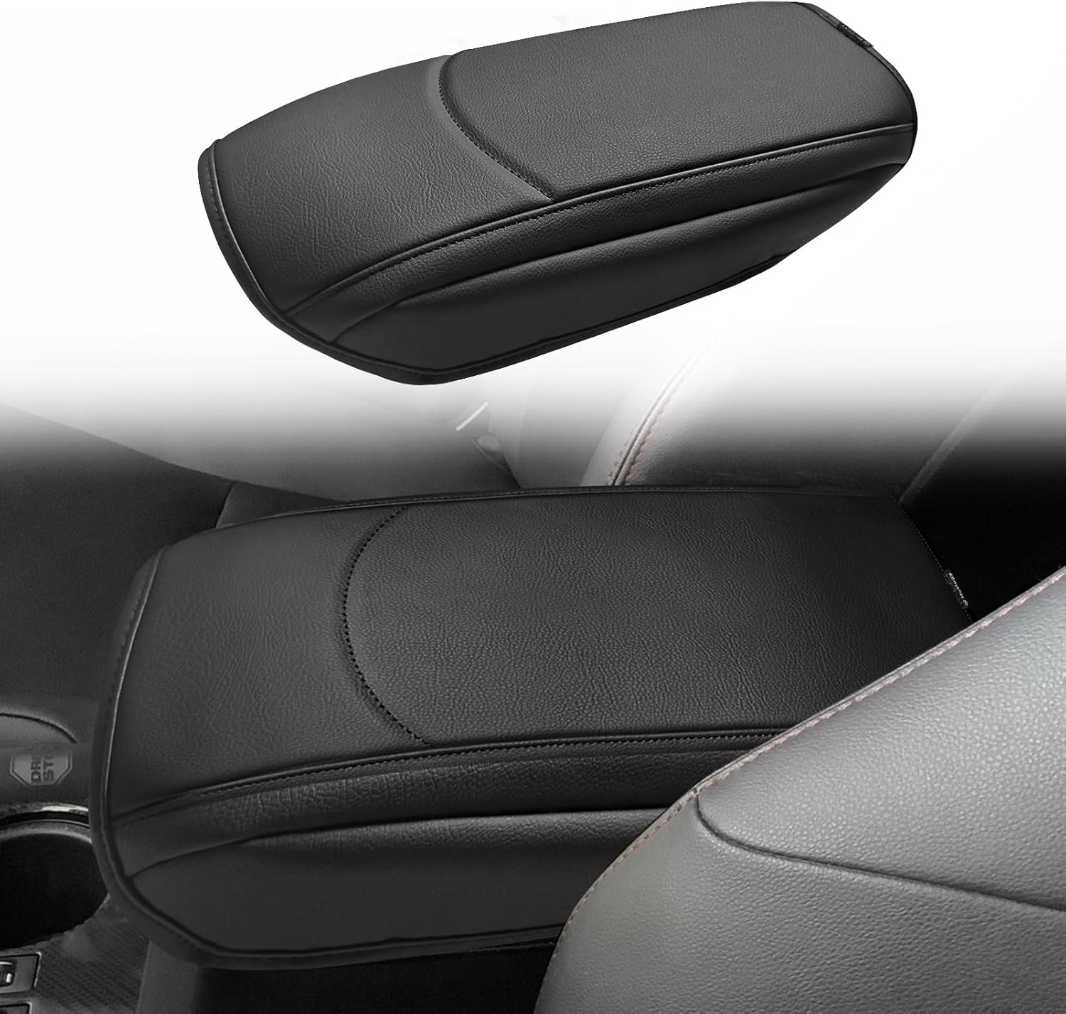Muslogy Center Console Armrest Cover Compatible with Toyota 4Runner 2010-2024 Comfort Armrest Pad Arm Rest Cushion Vegan Leather Protector Regular Thick