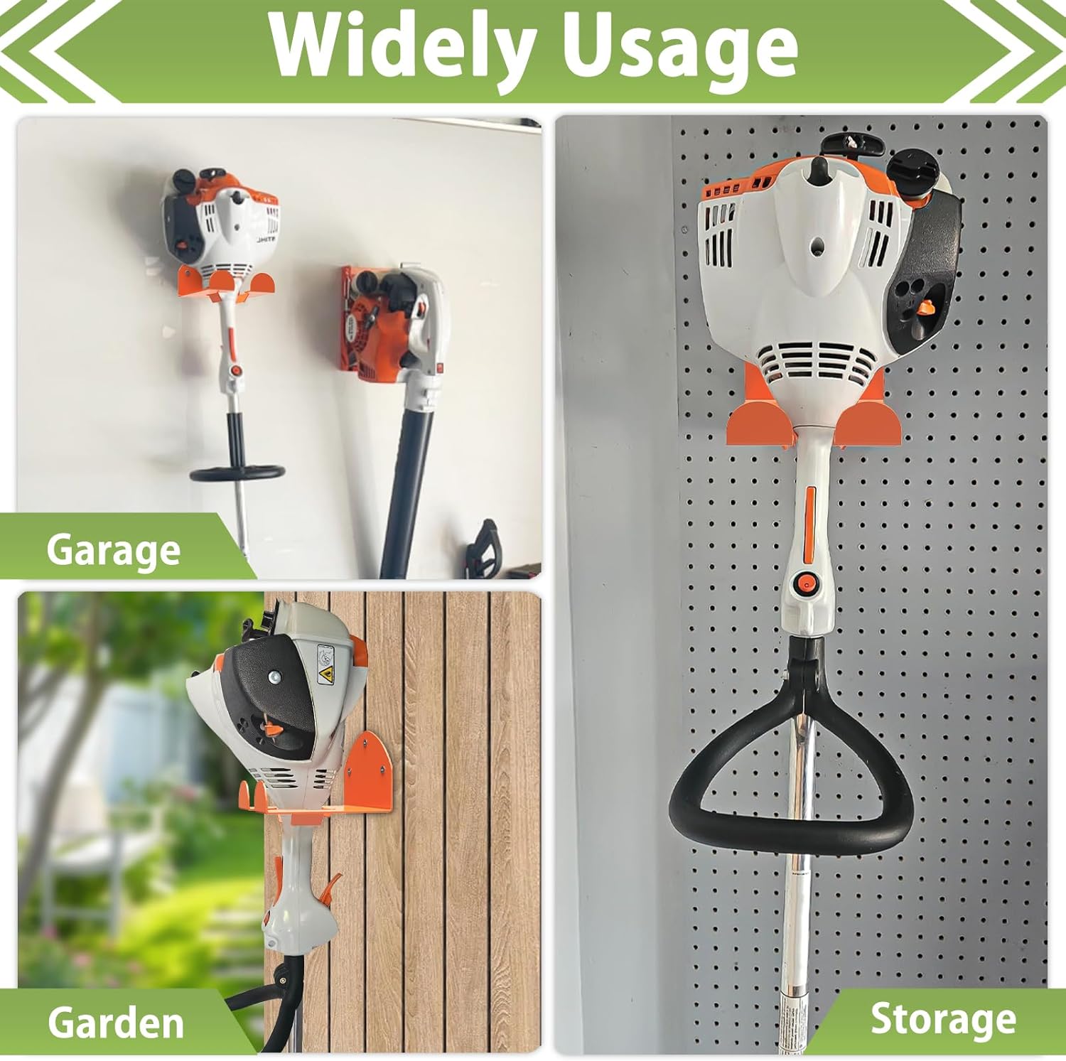 Trimmer Rack Wall Mount Heavy Duty Weedeater Hanger for Garage Wall Bracket Garage Organizer Weed Eater Hanger for Grass Trimmer, Garden Tools 3 Pack