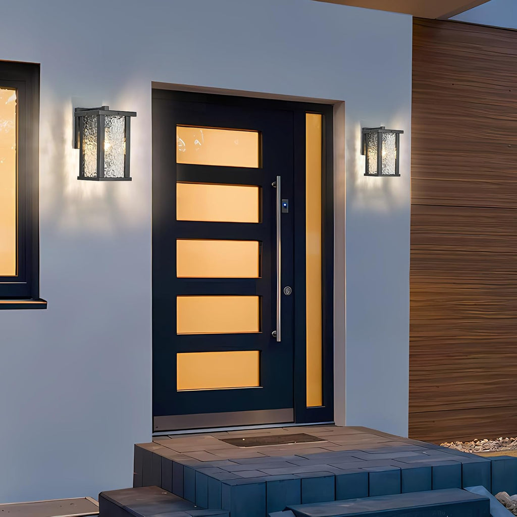 Outdoor Wall Sconce E26 Base Metal Frame - Black Exterior Light Fixture with Clear Glass, Waterproof Porch Wall Mount Lighting for Garage, Patio(Bulb not Included)