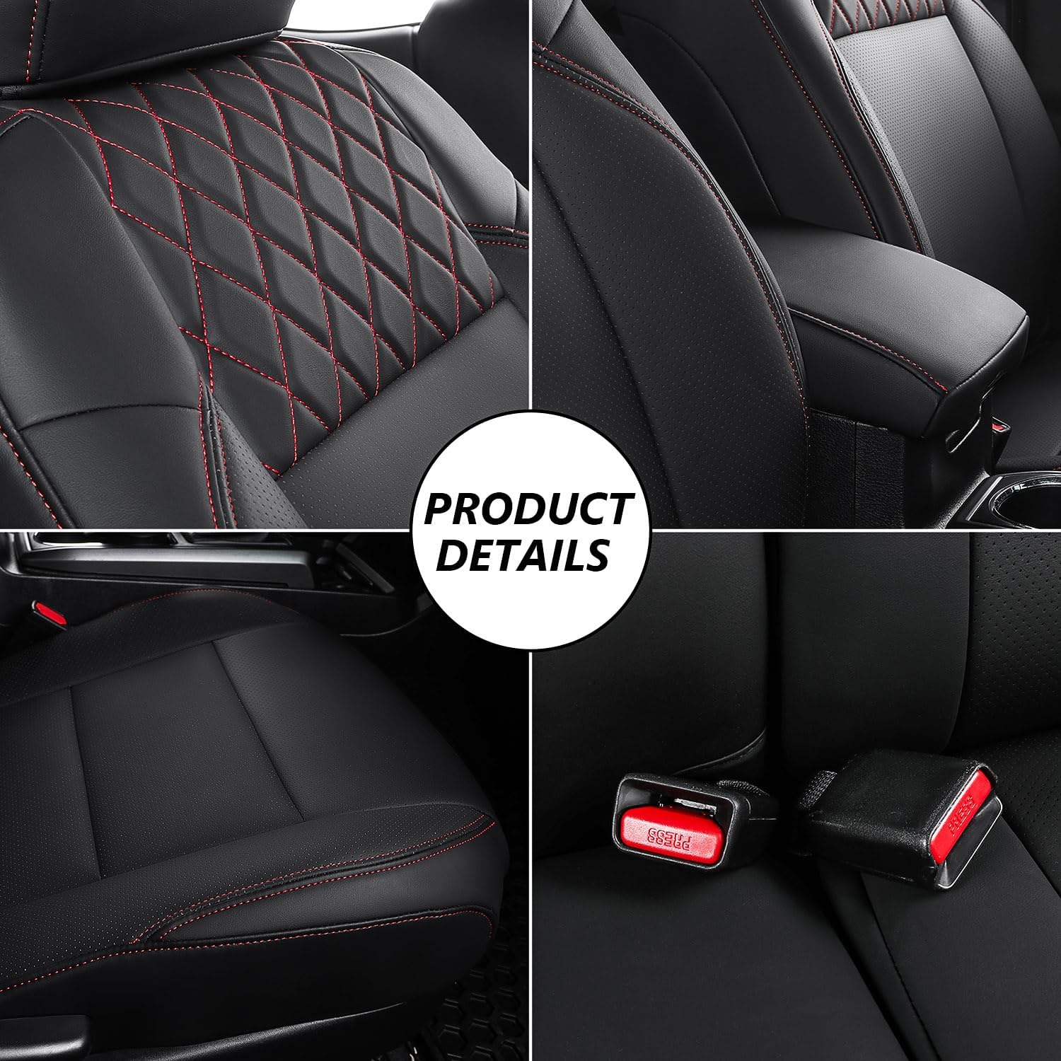 PTYYDS Seat Covers Compatible with 2016-2023 Toyota Tacoma Seat Covers Replacement for 16-23 Tacoma SR5 TRD Off Road Limited Accessories(Full Set,Black+Red)