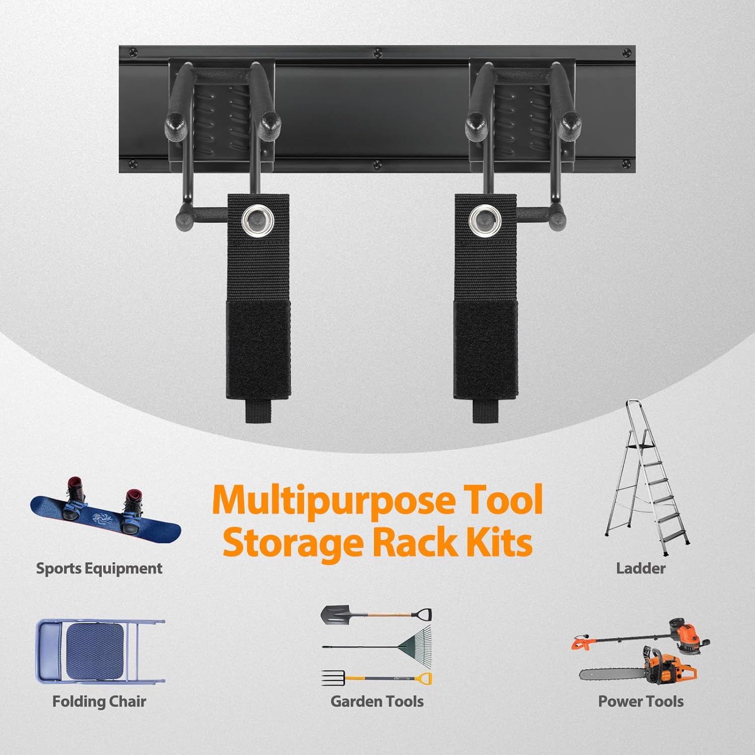Garage Tool Organizer Wall Mount, 48 Inch Adjustable Garage Tool Storage Rack, Heavy Duty Garden Tool Organizer Rack, Yard Tool Organizer System for Rake Shovel Broom Mop Wall Holder