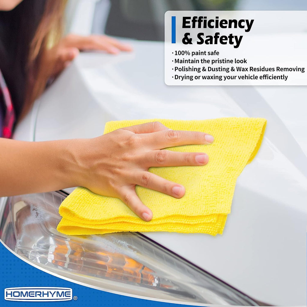 HOMERHYME Microfiber Towels for Cars, 24 Pack Microfiber Cleaning Cloths, 11.5"*11.5" Cleaning Rags Towels Bulk Absorbent Lint-Free, All-Purpose for Detailing, Office, Household Cleaning