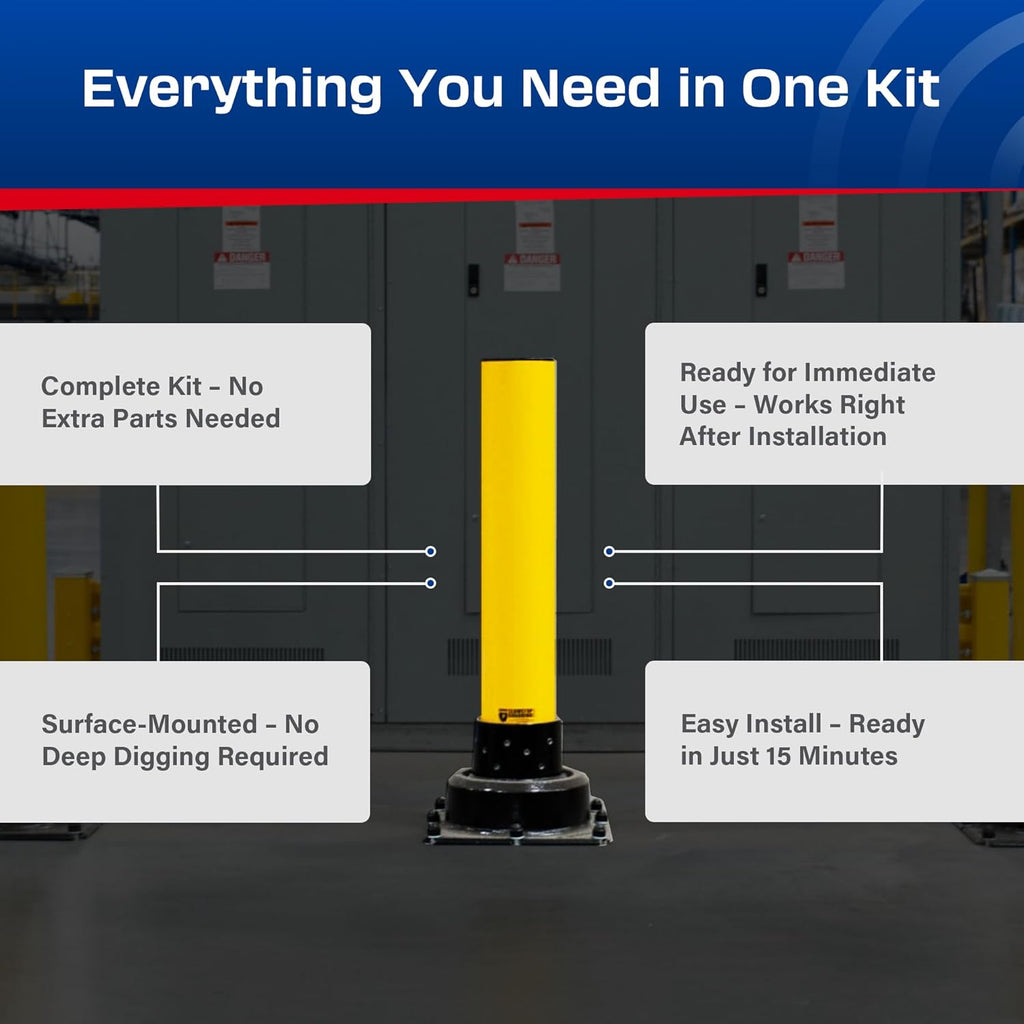 Impact Recovery - SlowStop Steel Rebounding Bollard - Metal Post - Safety Bollard - Made in the USA - 6" x 42"
