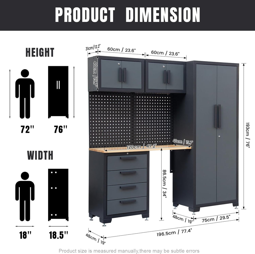 Garage Storage Cabinet System Workshop Set 5Pcs Garage Cabinets and Storage System for Tool Organization