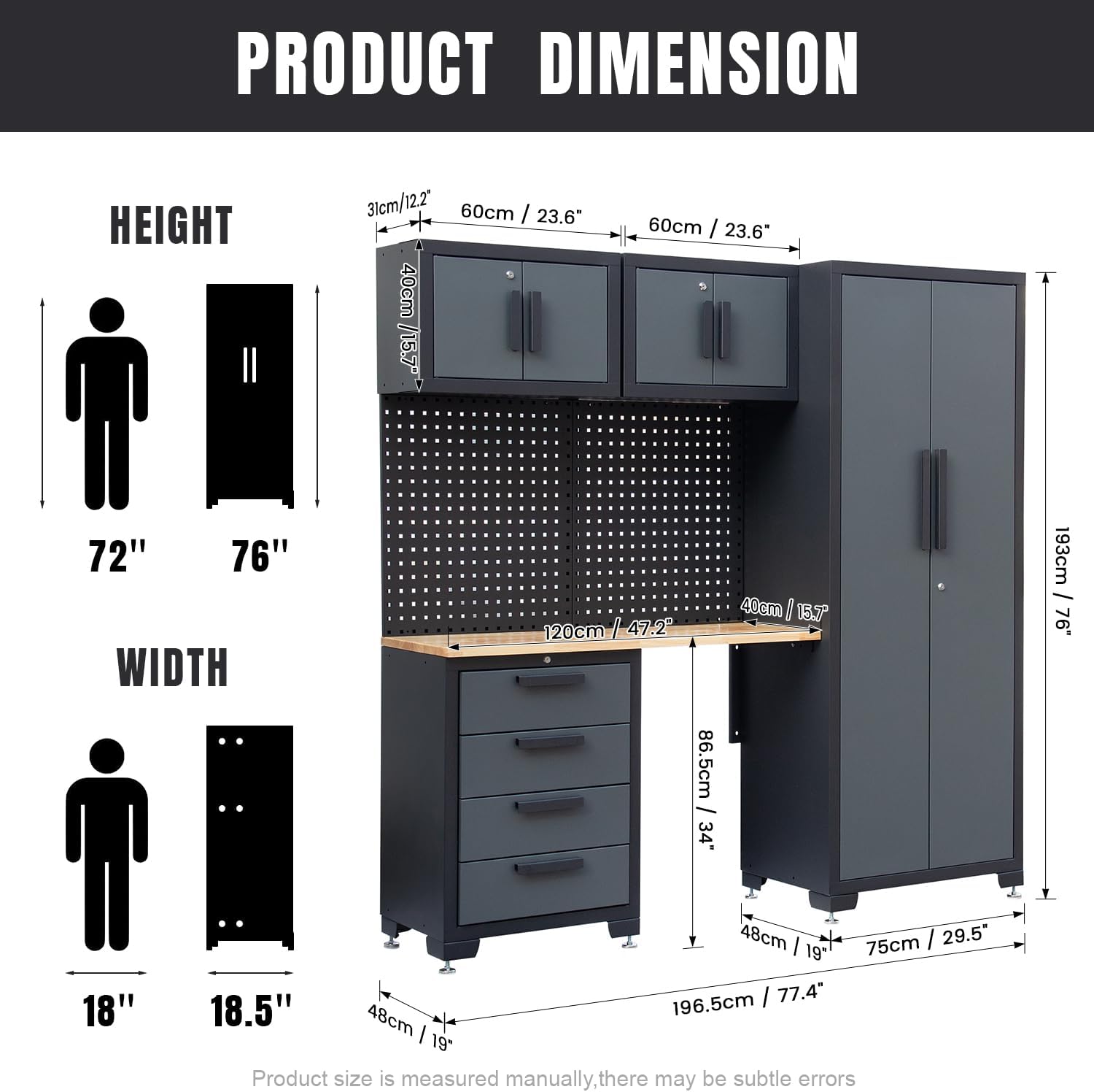 Garage Storage Cabinet System Workshop Set 5Pcs Garage Cabinets and Storage System for Tool Organization