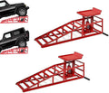 BLVD-LPF OBEY YOUR LUXURY 2 Pack Hydraulic Car Ramps 10000lbs 5T 11000lbs Low Profile Car Lift Service Ramps Truck Trailer Garage, Height Hydraulic Vehicle Ramps (RED)