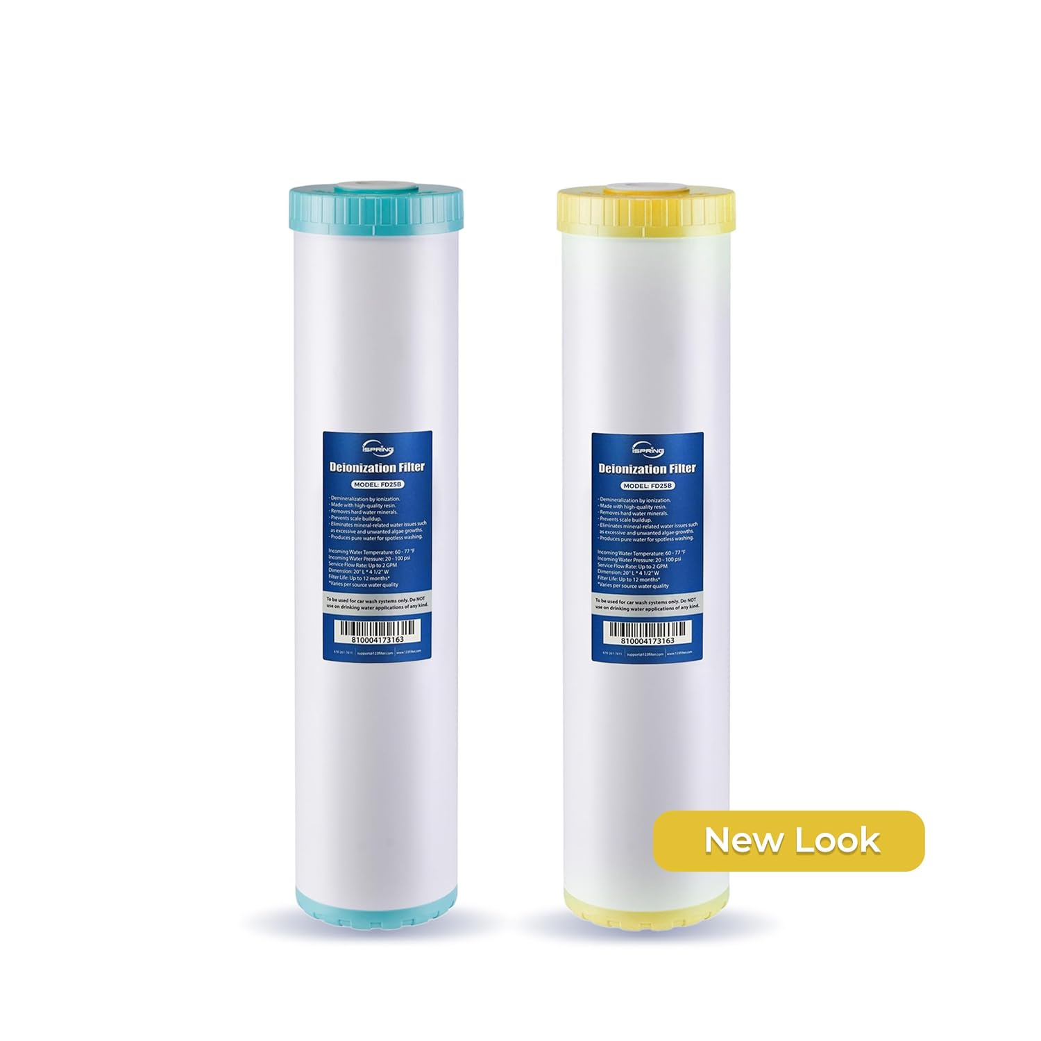 iSpring FD25B Deionized Water Filter for Spotless Car Wash System, Fits WGB22BD Deionized Water System for Car Wash, 4.5” x 20”