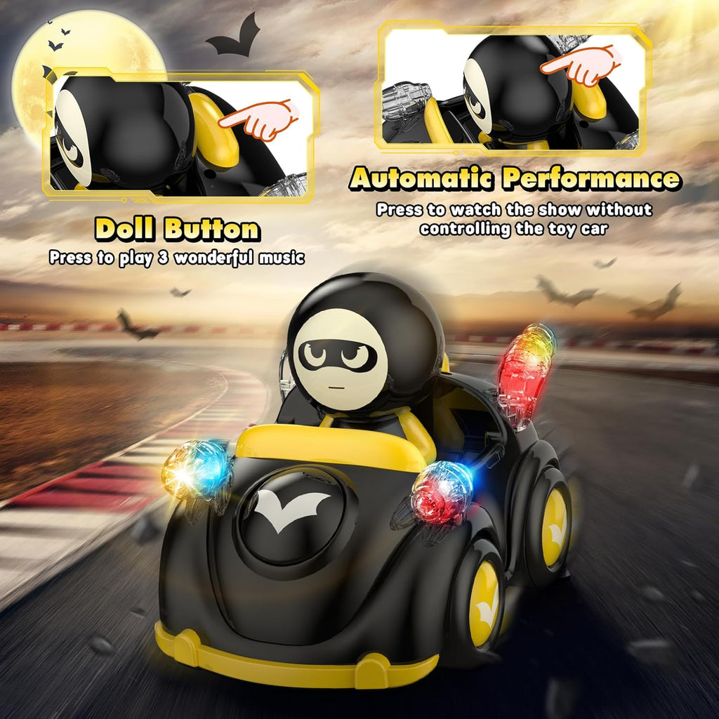 NQD Bat Remote Control Car for Toddlers, RC Cars with Music and Lights, ABS Material RC Cartoon Race Car Toys for Kids Birthday Gifts for Boys