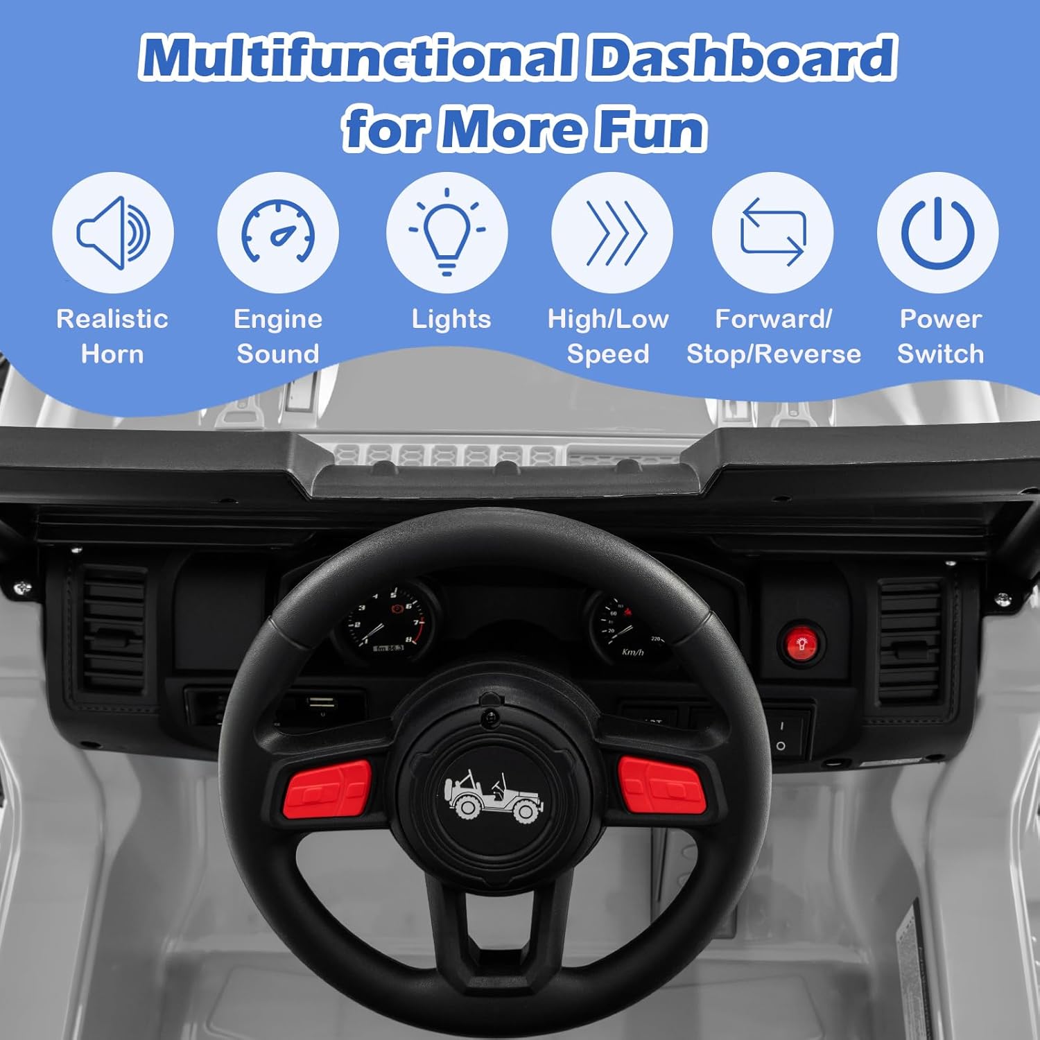 INFANS Kids Ride on Car Truck with 2.4G Remote Control, 12V Battery Powered Electric Cars for Kids w/3 Speeds, Battery Display, LED Lights, Safety Belt, Music & Horn, Bluetooth/FM/USB (Gray)