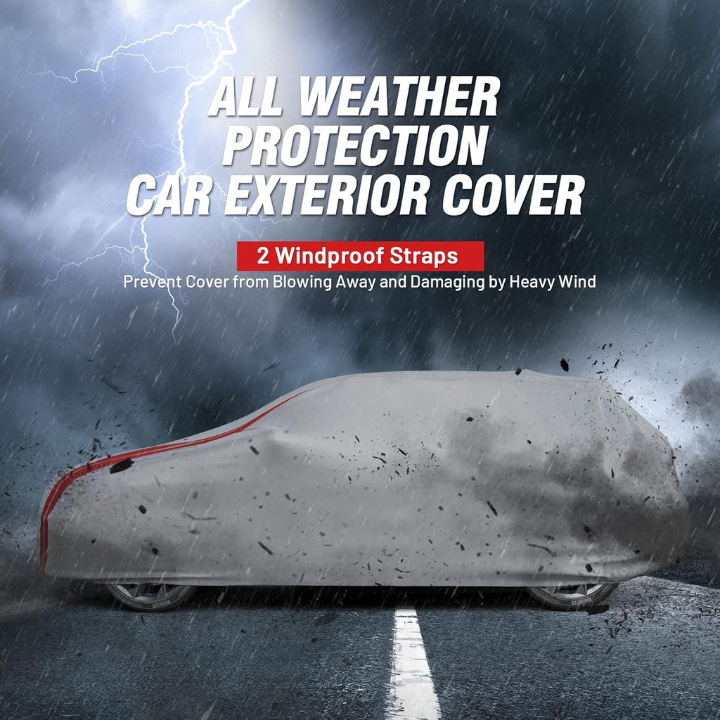Favoto SUV Car Cover Waterproof - Custom Fit for Jeep Grand Cherokee (1992-2021) All Weather for Automobiles Outdoor with Reflective Stripe Snow Sun Dust UV Protection Full Exterior Cover