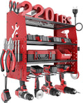 𝟐𝟎𝟐𝟓 𝐔𝐩𝐠𝐫𝐚𝐝𝐞𝐝 Power Tool Organizer Wall Mount with Charging Station [5-Layer Loads 220lbs Heavy Duty] Metal Tool Storage Rack Drill Holder,Battery Utility Rack Loads with 6 Power Strip