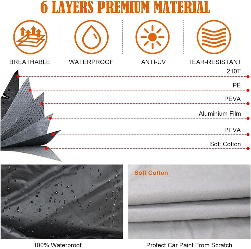 Waterproof Car Cover Compatible with Chevrolet Chevelle Malibu SS Sedan/Coupe 1964-1967 1968-1972 210T All Weather Classic Car Covers with Zipper Door for Snow Rain Dust Protection
