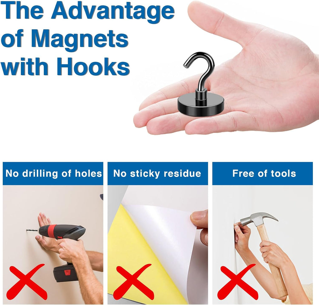 LOVIMAG Magnet Hooks for Cruise Cabin, 80lbs Cruise Door Magnets with Epoxy Coating, Cruise Must Haves for Travel, Strong Magnetic Hooks for Classroom, Kitchen Essentials, Locker Organizer, -12 Pcs