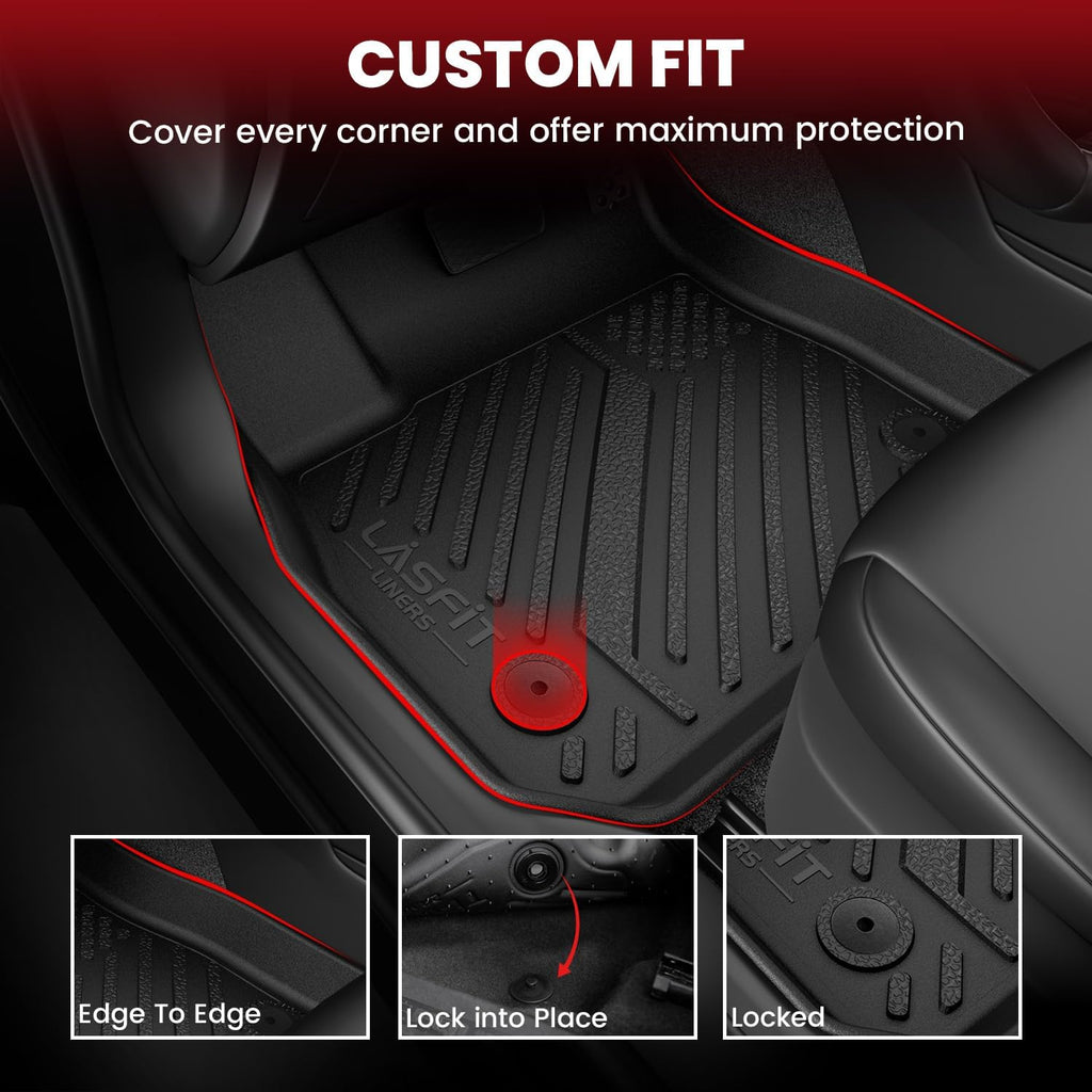 LASFIT Floor Mats & Cargo Mat for Lexus ES 2019-2025(Only Fit FWD), TPE All Weather Custom Fit 1st & 2nd Row Rubber Car Mats and Cargo Liner, Black Easy to Clean