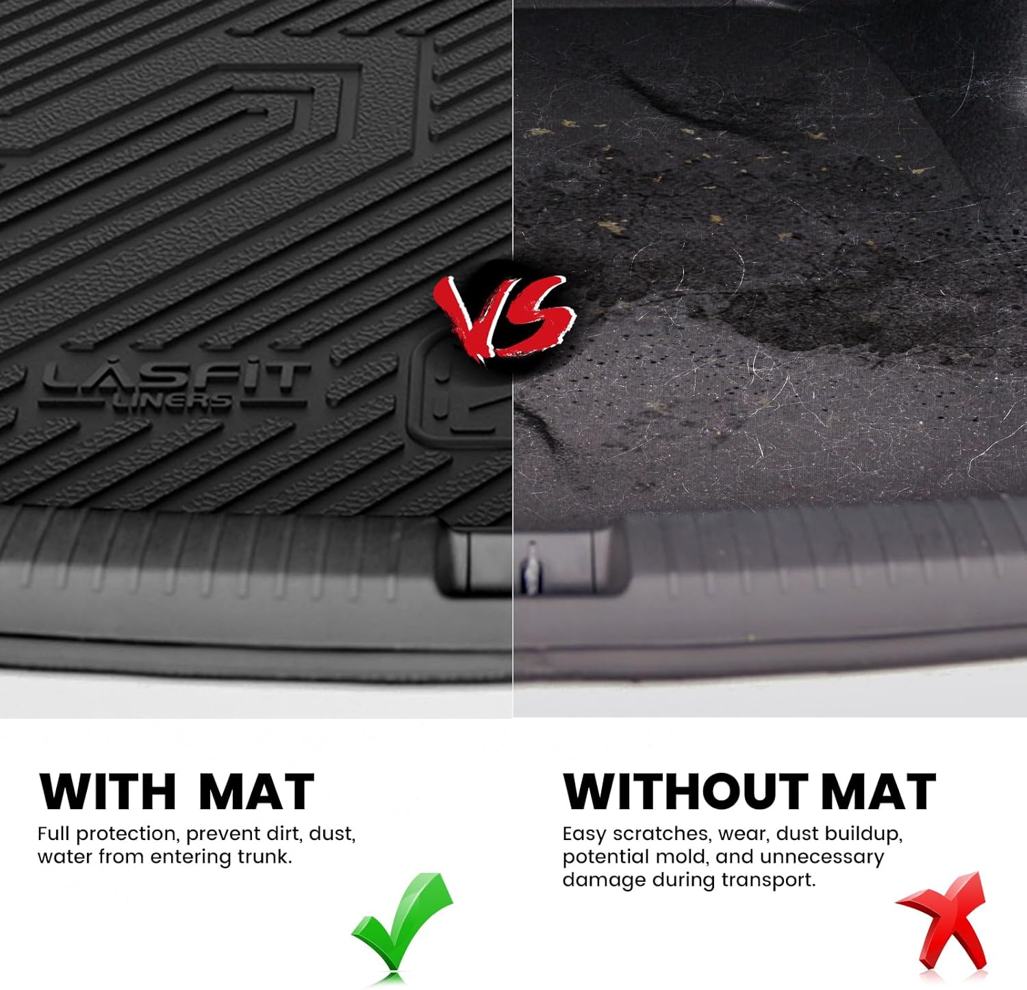 LASFIT Cargo Mat for Audi Q5/SQ5 2018-2025, Custom Fit All-Weather TPE Rubber Trunk Mat for Audi Accessories, Waterproof, Easy to Clean, Black