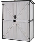 Aivituvin Outdoor Storage Shed Upgraded with Strong Metal Frame Garden Tool Shed Storage House Cabinet with Adjustable Shelfs and Wooden Floor 4.6 x 2.42FT (Off-White)