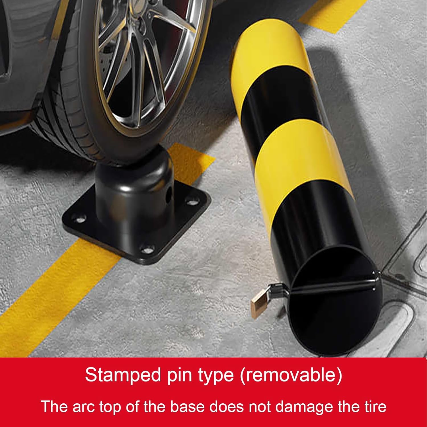 Steel Safety Bollard Post, with Lock Bollard Post Removable Security Posts, Parking Bollards, Parking Barriers Concrete, Powder Coat, for Parking Lot, Driveway and Sidewalk(Black (2pcs),75cm/29.5in)
