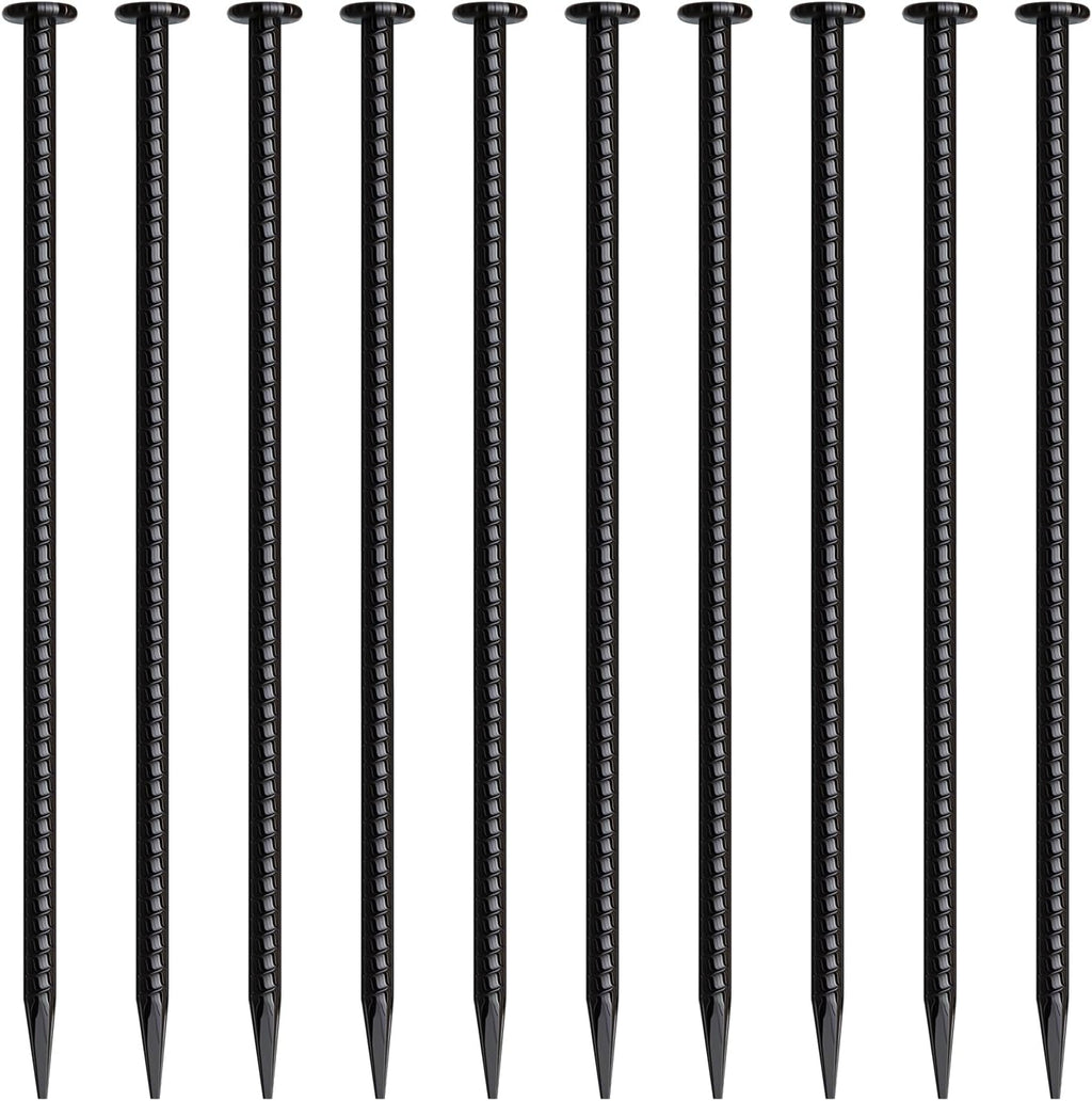 16 Inch Rebar Stakes 10 Pack Heavy Duty Ground Anchors 1/2 Inch Diameter Galvanized Steel Asphalt Anchoring Metal Spikes for Speed Bump, Parking Curb and Camping Tent