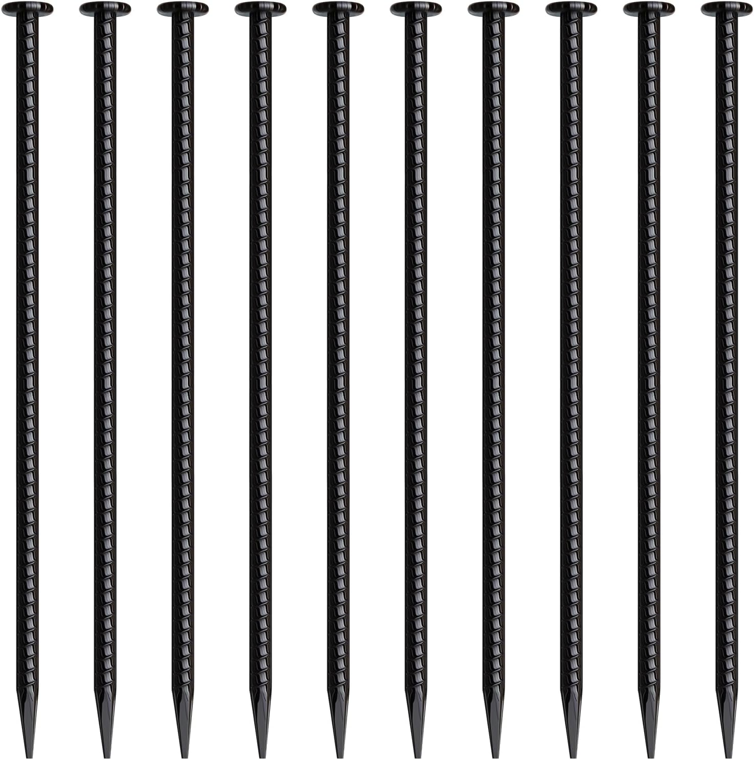 16 Inch Rebar Stakes 10 Pack Heavy Duty Ground Anchors 1/2 Inch Diameter Galvanized Steel Asphalt Anchoring Metal Spikes for Speed Bump, Parking Curb and Camping Tent