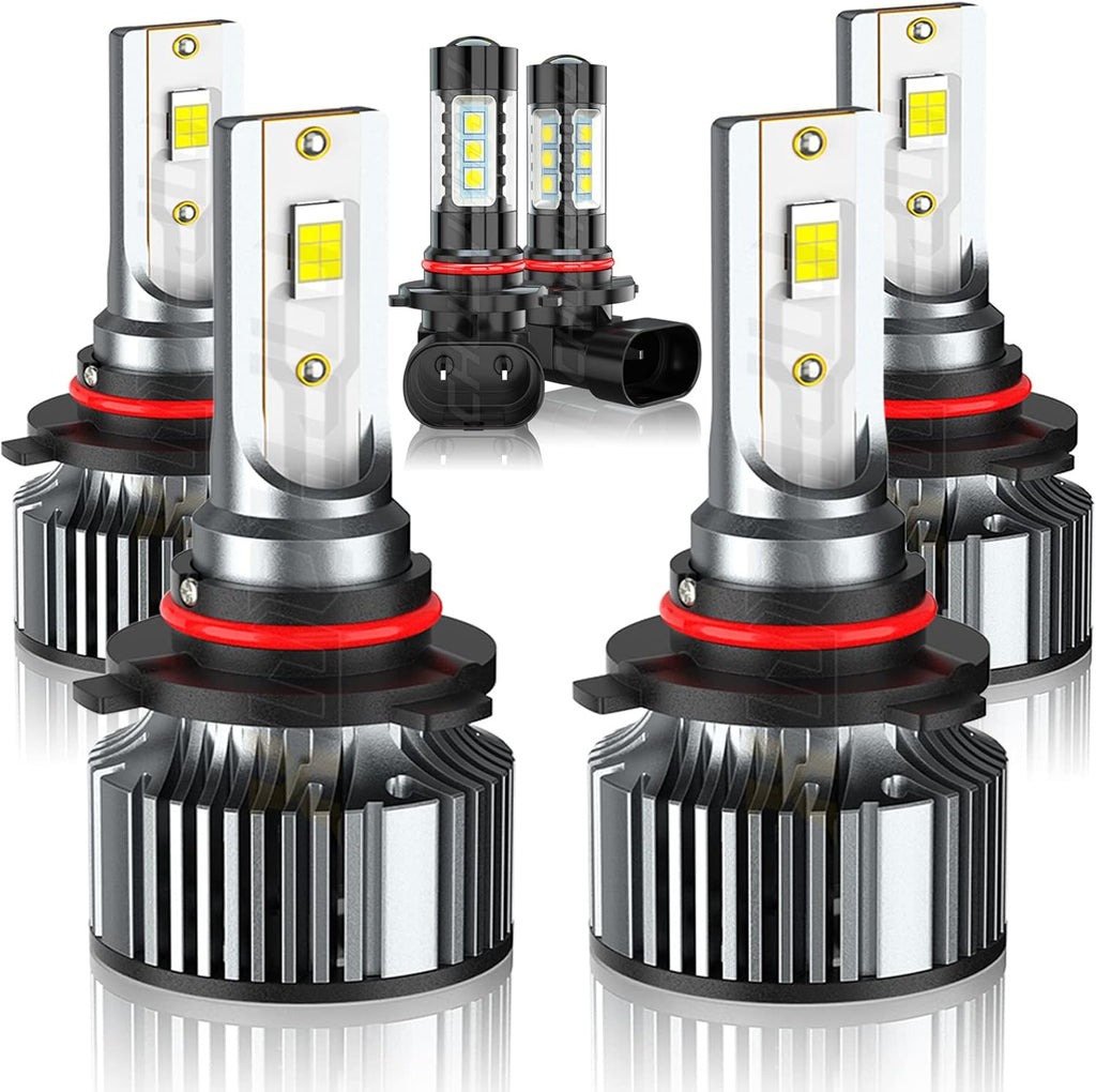Compatible For Chevy Silverado 1500 2500 3500 High Low Beams and Fog Lights Bulbs Combo 2003 2004 2005 2006, 6500K White, 500% Brightness, Plug n Play, Pack of 6