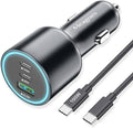 140W USB C Car Charger, Super Fast Charging for iPhone 16 Pro Max/MacBook Pro/Air/Samsung S25, Drone, PD3.1&PPS 45W Type C Cigarette Lighter Adapter, Laptop Car Charger with a 100W E-Mark Cord