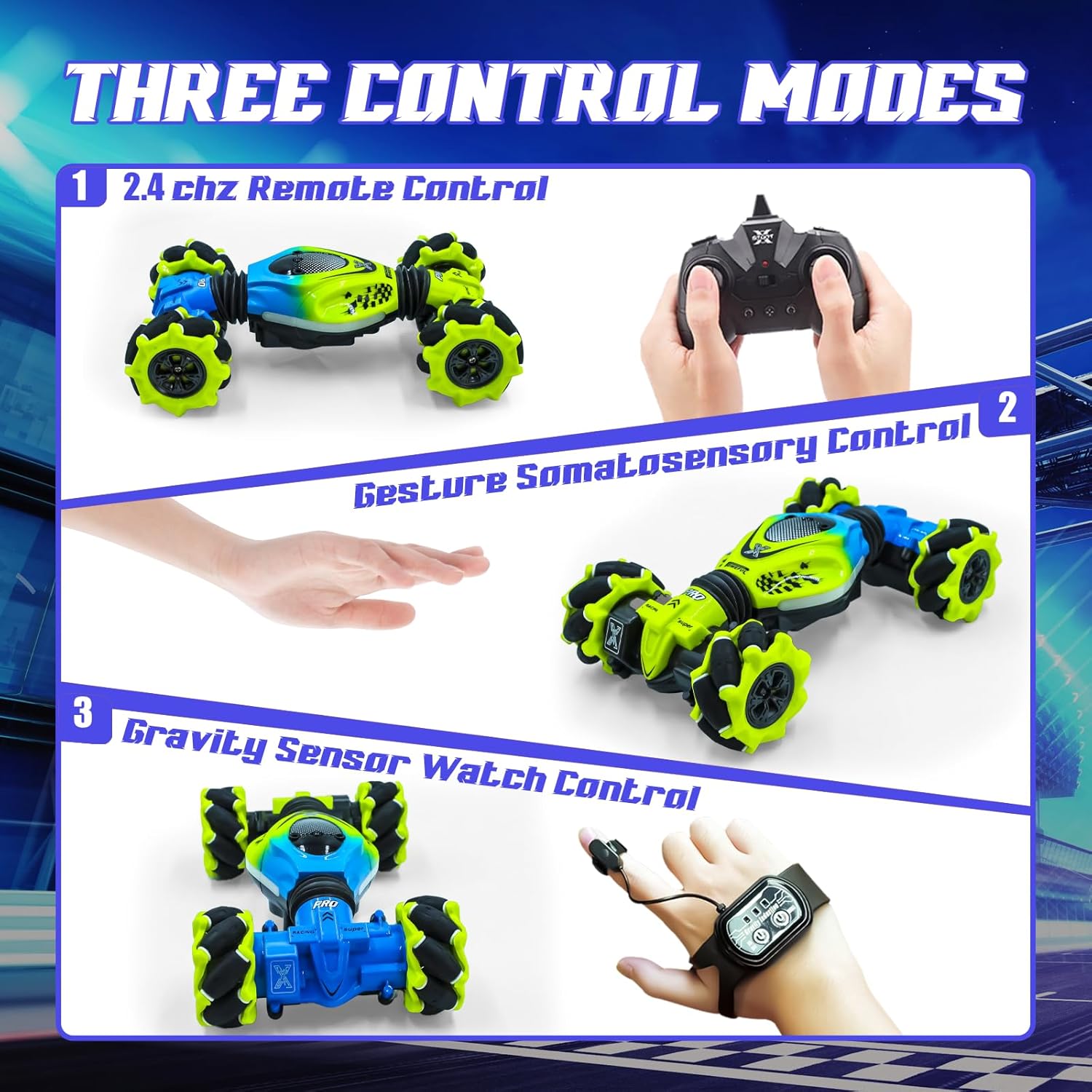 Gesture RC Car for Boys Girls 6-12 Year 4WD Remote Control Car 360° Rotate Off-Road Drift Hand Controlled Twist Cars with Light Music for Kids Toy Birthday Xmas Gift