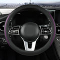 Car Steering Wheel Cover, Leather Steering Wheel Cover Purple Universal 14.5-15 Inch Microfiber Leather Anti-Slip Breathable Auto Steering Wheel Covers for Men Women (Black&Purple)