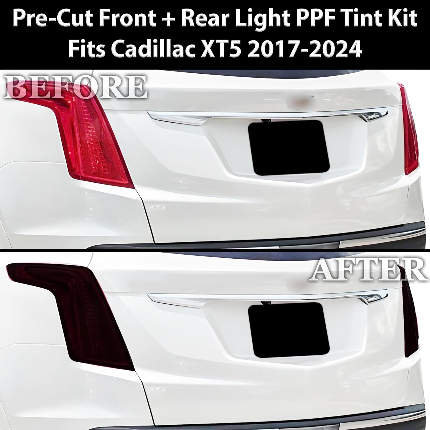 BOGAR TECH DESIGNS Full Headlight Taillight Tint Kit Compatible with Cadillac XT5 2017-2025, Dark Smoke