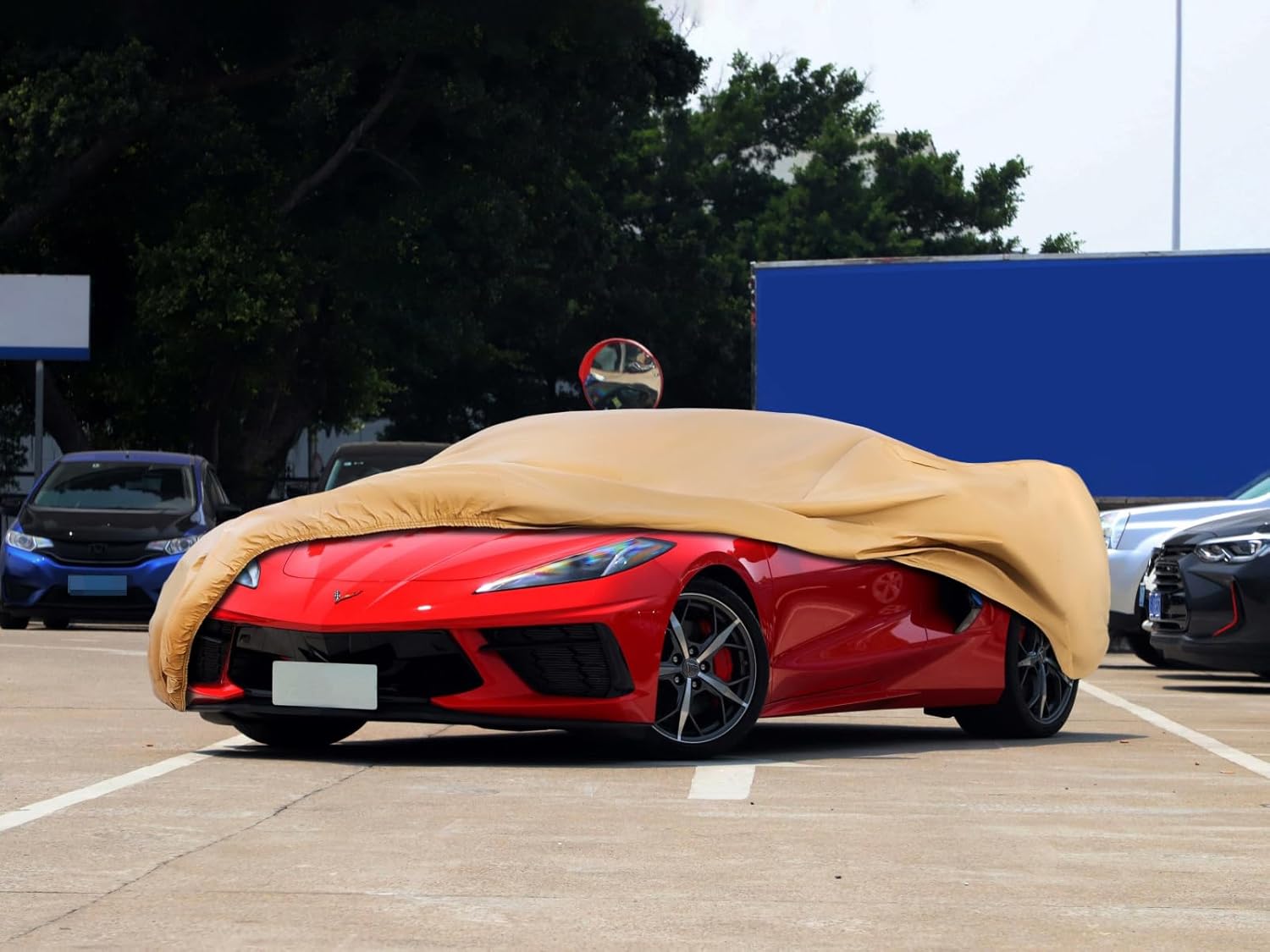 Heavy Duty Outdoor Car Cover Custom Fit for Chevrolet Corvette, Windproof All Weather Waterproof Sun Rain UV Dust Snow Protection Outdoor Car Covers