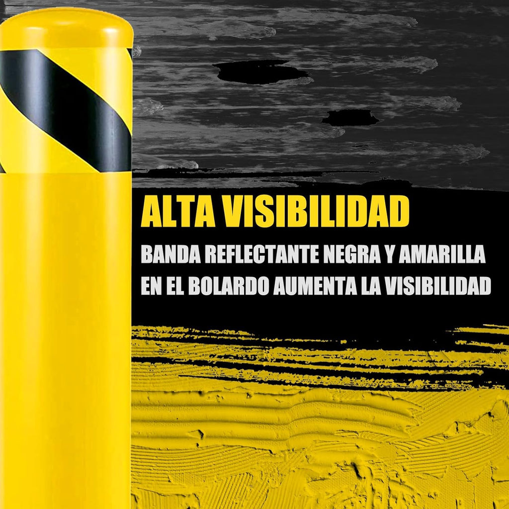 Safety Bollard Post, 36" H Steel Bollards,3.5" D Parking Bollard, Yellow Powder Coated Safety Parking Barrier Post, for Traffic Sensitive Areas (3, 36" H*3.5" D)